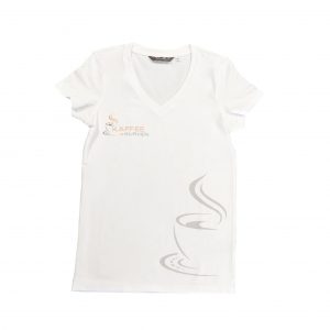 Kaffee & Kurven T-Shirt weiß, Damen B