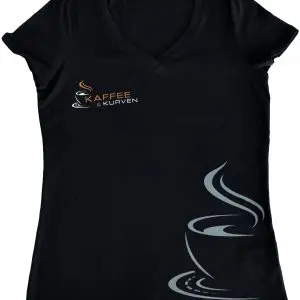 Kaffee & Kurven T-Shirt schwarz, Damen A