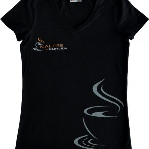 Kaffee & Kurven T-Shirt schwarz, Damen B